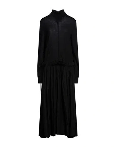Jil Sander Woman Maxi Dress Black Size 8 Wool, Viscose