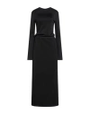 Jil Sander Crew-neck Long-sleeve Midi Dress In Black