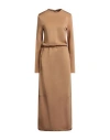 Jil Sander Woman Maxi Dress Camel Size 4 Viscose, Virgin Wool, Polyamide, Elastane In Brown