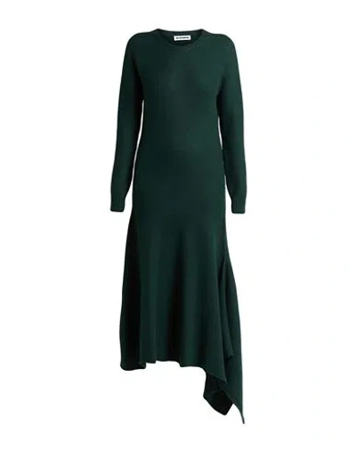 Jil Sander Woman Maxi Dress Dark Green Size 12 Wool