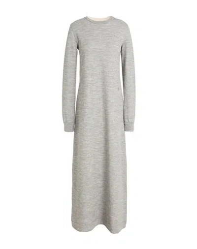 Jil Sander + Woman Maxi Dress Grey Size Xl Cotton, Wool, Polyamide In Multi