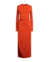 Jil Sander Woman Maxi Dress Orange Size 6 Viscose, Virgin Wool, Polyamide, Elastane