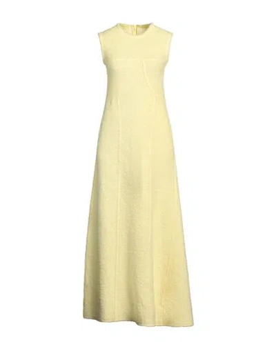 Jil Sander Woman Maxi Dress Pastel Yellow Size 12 Wool, Polyamide