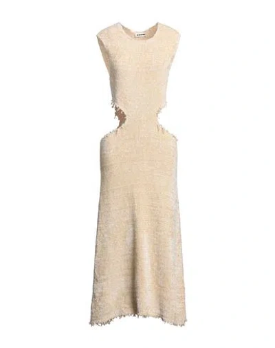 Jil Sander Woman Maxi Dress Sand Size 8 Silk, Cotton In Beige