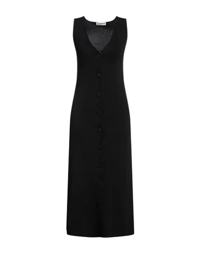 Jil Sander Woman Midi Dress Black Size 2 Cotton, Polyamide, Elastane