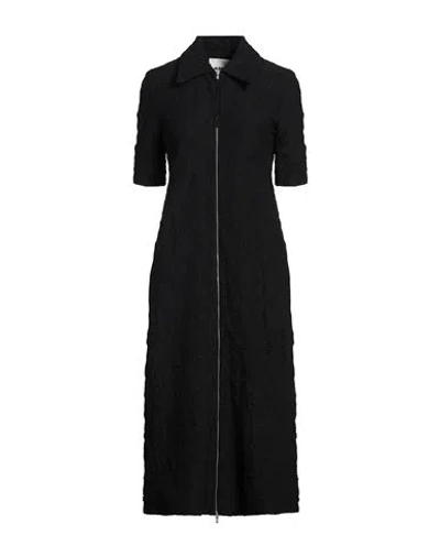 Jil Sander Black Spread Collar Midi Dress