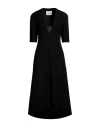 Jil Sander Woman Midi Dress Black Size 12 Viscose, Linen In Black