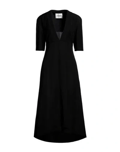 Jil Sander Woman Midi Dress Black Size 4 Viscose, Linen