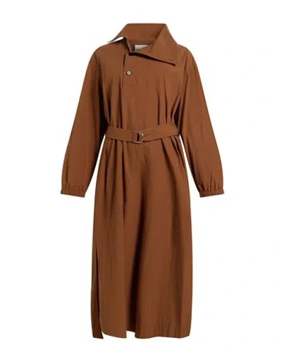 Jil Sander Woman Midi Dress Camel Size 4 Cotton In Beige