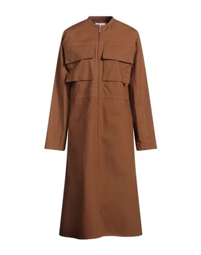 Jil Sander Woman Midi Dress Camel Size 8 Cotton In Beige