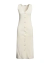 Jil Sander Woman Midi Dress Cream Size 2 Cotton, Polyamide, Elastane In White