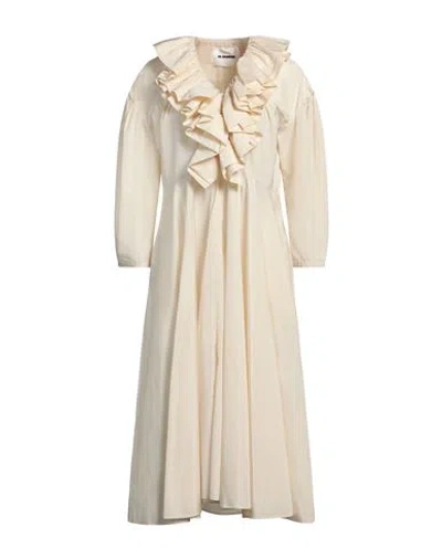 Jil Sander Woman Midi Dress Cream Size 6 Polyester In White