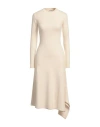 Jil Sander Woman Midi Dress Cream Size 6 Wool In Neutral
