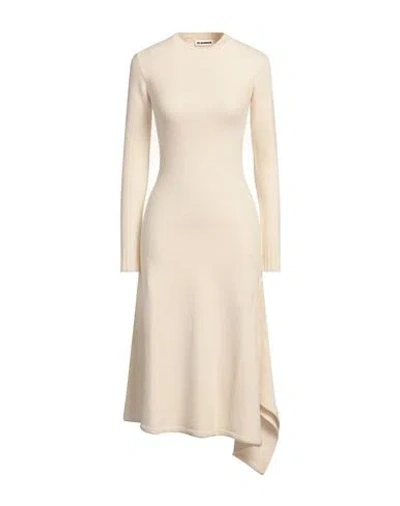 Jil Sander Woman Midi Dress Cream Size 6 Wool In Neutral