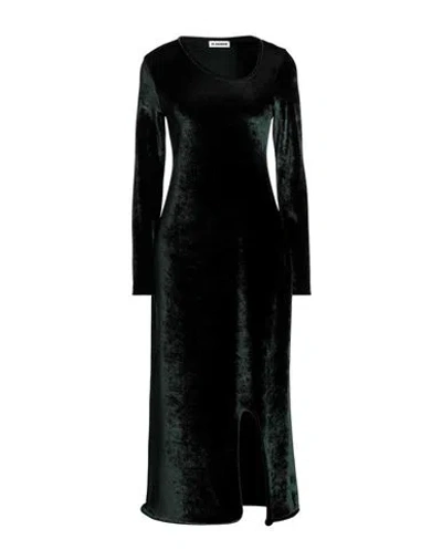 Jil Sander Woman Midi Dress Dark Green Size 2 Viscose, Virgin Wool, Polyamide, Elastane
