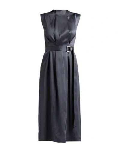 Jil Sander Woman Midi Dress Gunmetal Size 0 Viscose, Silk In Blue