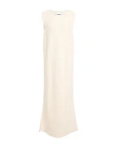 Jil Sander + Woman Midi Dress Ivory Size 4 Cotton In White