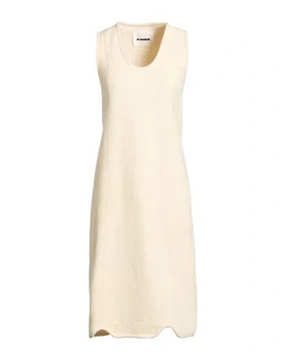 Jil Sander Woman Midi Dress Ivory Size 8 Cotton, Wool In Neutral