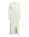 Jil Sander Woman Midi Dress Ivory Size 8 Viscose, Virgin Wool, Polyamide, Elastane In White