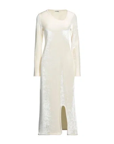 Jil Sander Woman Midi Dress Ivory Size 8 Viscose, Virgin Wool, Polyamide, Elastane In White