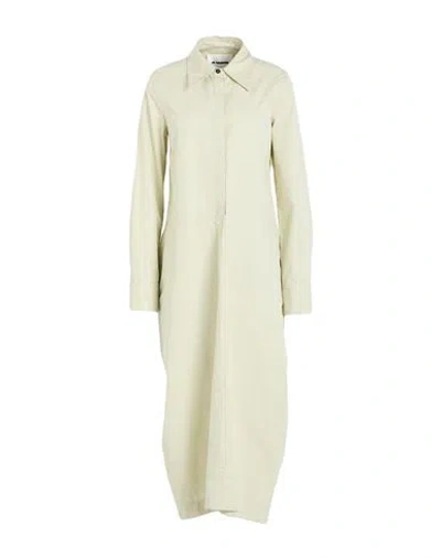 Jil Sander Woman Midi Dress Light Green Size 0 Cotton In White