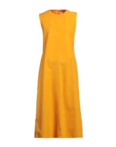 Jil Sander Sleeveless Cotton Midi Dress In Orange