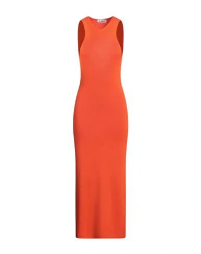 Jil Sander Woman Midi Dress Orange Size 4 Wool