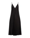 Jil Sander Black Calf Lenght V-neck Slip Dress, With Full Skirt And Diagonal Cut, In Viscose Woman In Grey