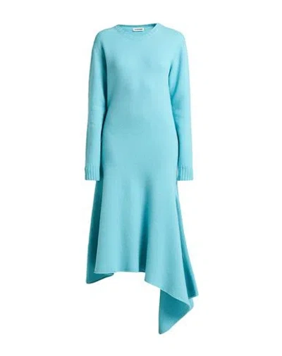 Jil Sander Woman Midi Dress Turquoise Size 8 Wool