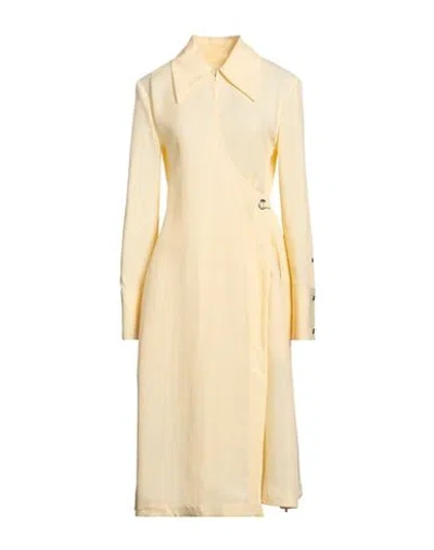 Jil Sander Woman Midi Dress Yellow Size 4 Viscose, Silk