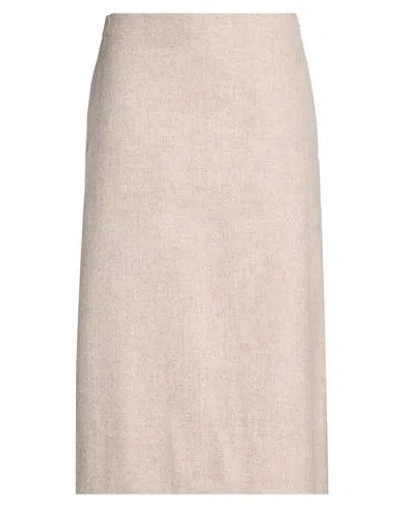 Jil Sander + Woman Midi Skirt Beige Size 8 Virgin Wool In Multi