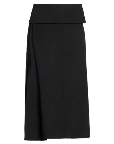 Jil Sander Woman Midi Skirt Black Size 10 Viscose, Silk, Linen