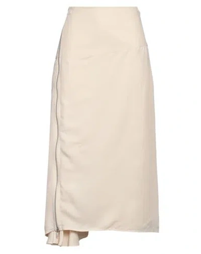Jil Sander Woman Midi Skirt Cream Size 2 Viscose, Silk In Neutral