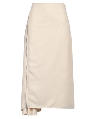 Jil Sander Woman Midi Skirt Cream Size 8 Viscose, Silk In White