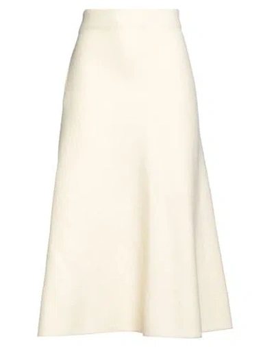 Jil Sander Woman Midi Skirt Cream Size 4 Wool In White