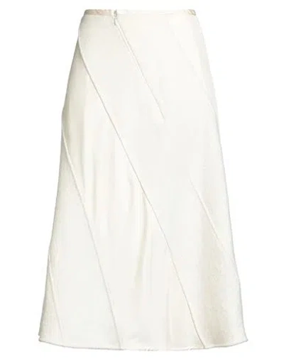 Jil Sander Woman Midi Skirt Cream Size 8 Cotton, Wool, Viscose In White