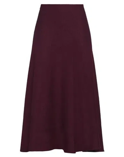 JIL SANDER JIL SANDER WOMAN MIDI SKIRT PLUM SIZE 4 WOOL