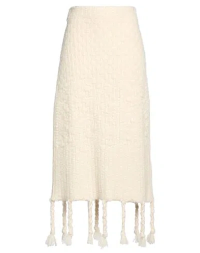Jil Sander + Woman Midi Skirt Ivory Size 4 Mohair Wool, Alpaca Wool, Polyamide In Neutral