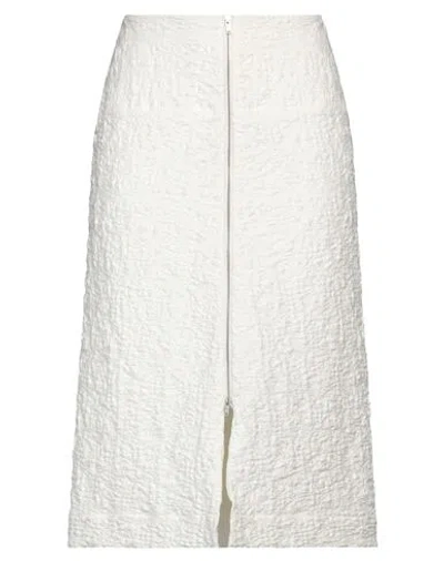 JIL SANDER JIL SANDER WOMAN MIDI SKIRT IVORY SIZE 6 COTTON, POLYAMIDE, POLYURETHANE