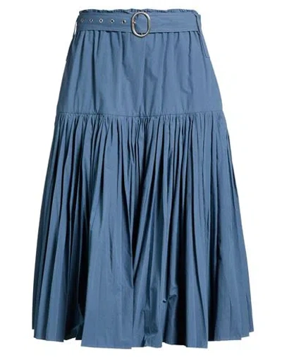 Jil Sander + Woman Midi Skirt Slate Blue Size 8 Cotton