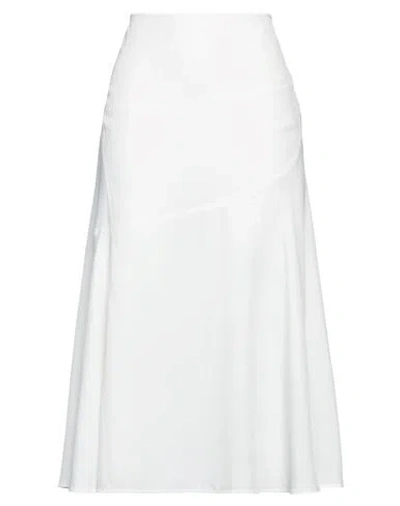 Jil Sander Woman Midi Skirt White Size 4 Viscose, Silk