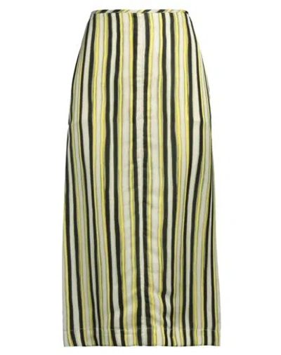 Jil Sander Woman Midi Skirt Yellow Size 10 Viscose, Silk