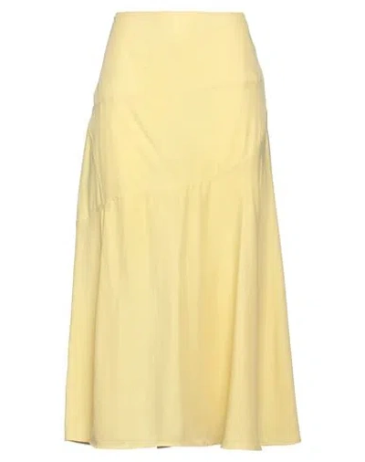 Jil Sander Woman Midi Skirt Yellow Size 6 Viscose, Silk