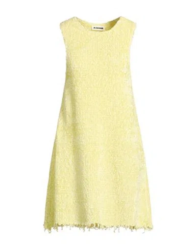 Jil Sander Woman Mini Dress Pastel Yellow Size 6 Silk, Cotton