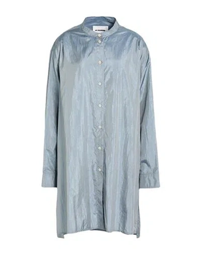 Jil Sander + Woman Mini Dress Slate Blue Size 4 Polyamide, Silk