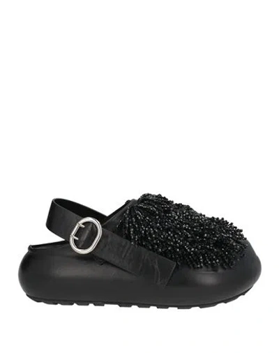 Jil Sander Woman Mules & Clogs Black Size 9 Leather
