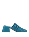 Jil Sander Woman Mules & Clogs Deep Teal Size 8 Soft Leather In Green