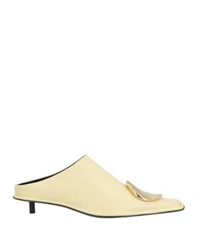Jil Sander Woman Mules & Clogs Pastel Yellow Size 8 Leather