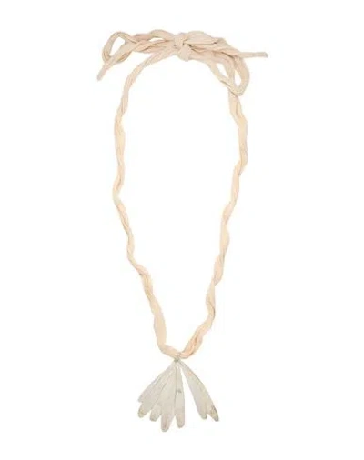 Jil Sander Woman Necklace Beige Size - 925/1000 Silver, Silk In Neutral
