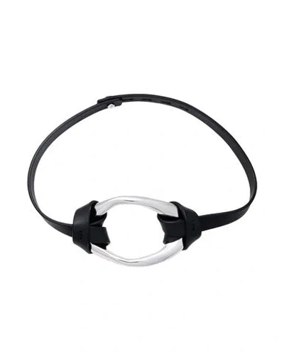 Jil Sander Woman Necklace Black Size - Ecobrass, Leather